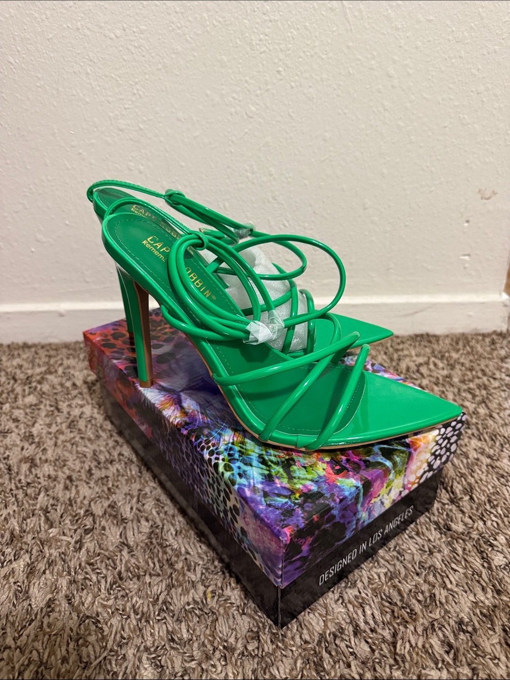 Cape Robbin Neon Green Strappy High Heel Sandals